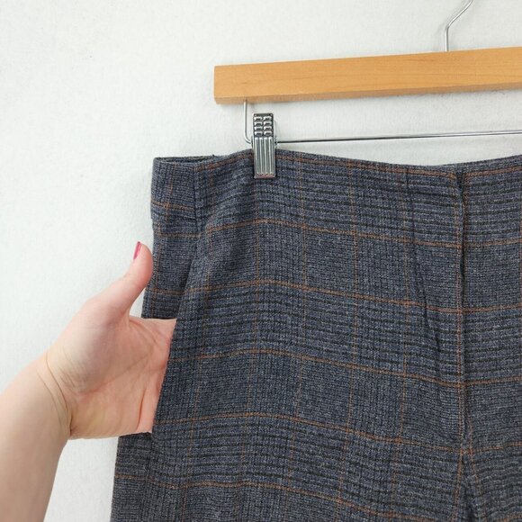 Massimo Dutti Pants Womens 10 Gray Blue Plaid Wool Blend Straight Leg Trousers - Picture 3 of 16